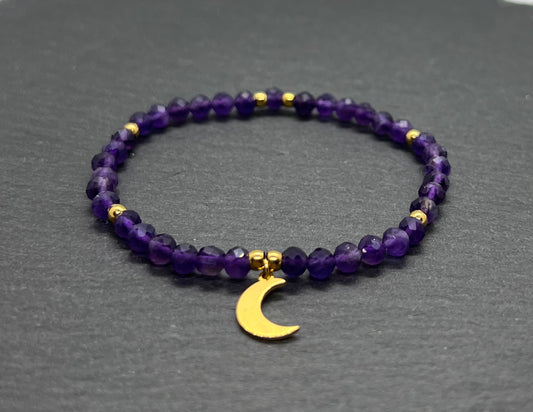 Spirit purifier | Armband aus Amethyst Perlen mit Mondanhänger