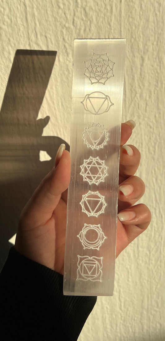 Chakra Stab aus Selenit Edelstein